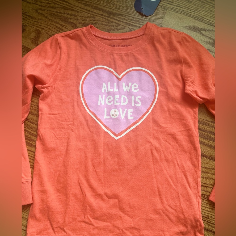 Life Is Good Kids Coral Long Sleeve Tee with Heart